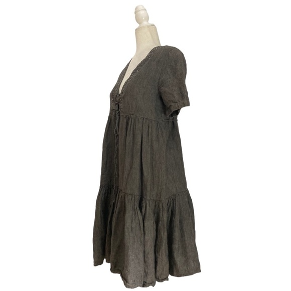 Twin-Set Simona Barbieri V Neck Tiered Mini Dress with lace up Detailing - Picture 4 of 9
